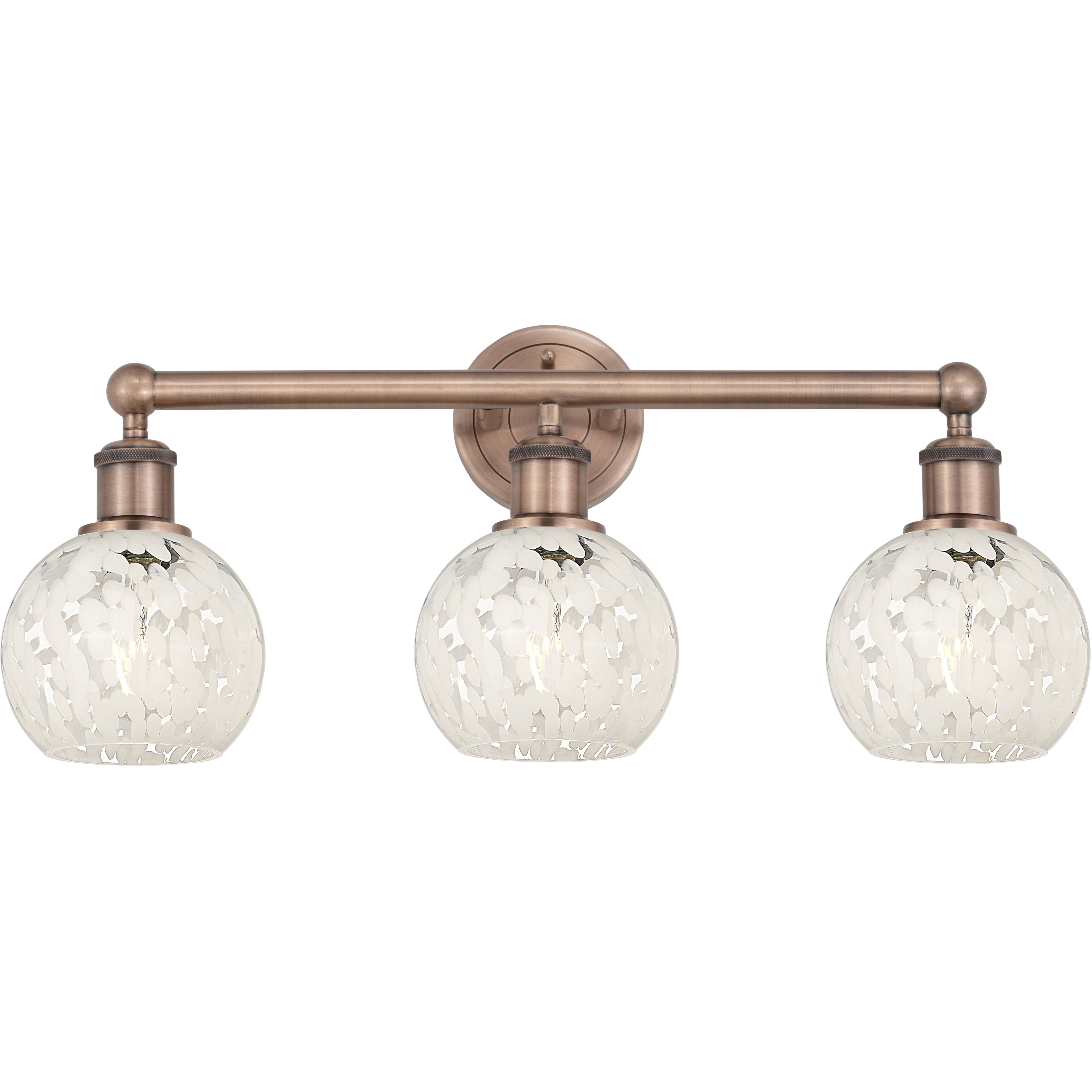 Edison White Mouchette 3 Light 24 inch Antique Copper Bath Vanity Light Wall Light