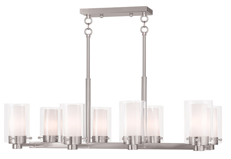 Manhattan 8 Light 17.75 inch Brushed Nickel Chandelier Ceiling Light