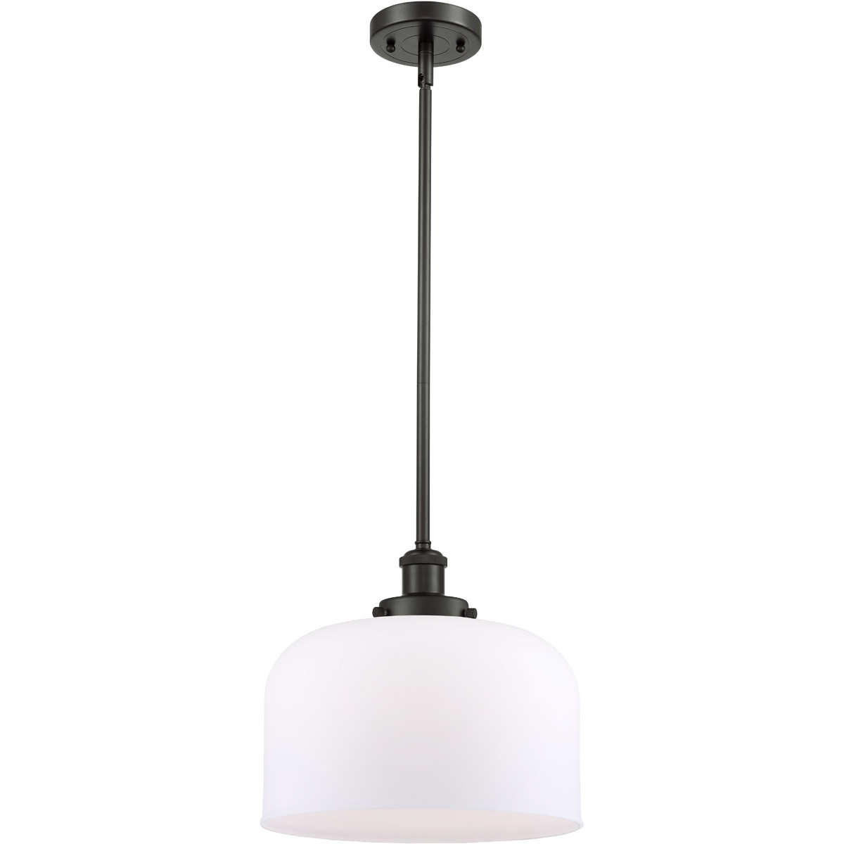 Ballston X-Large Bell LED 8 inch Oil Rubbed Bronze Pendant Ceiling Light in Matte White Glass, Ballston