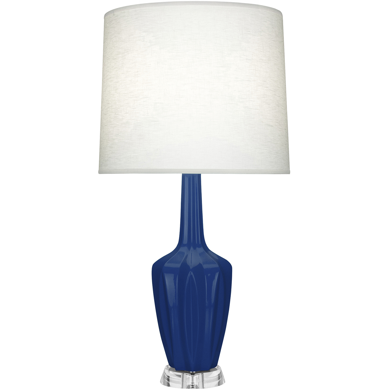 Emma 34.25 inch 150 watt Cobalt Glazed Ceramic with Polished Nickel and Lucite Table Lamp Portable Light