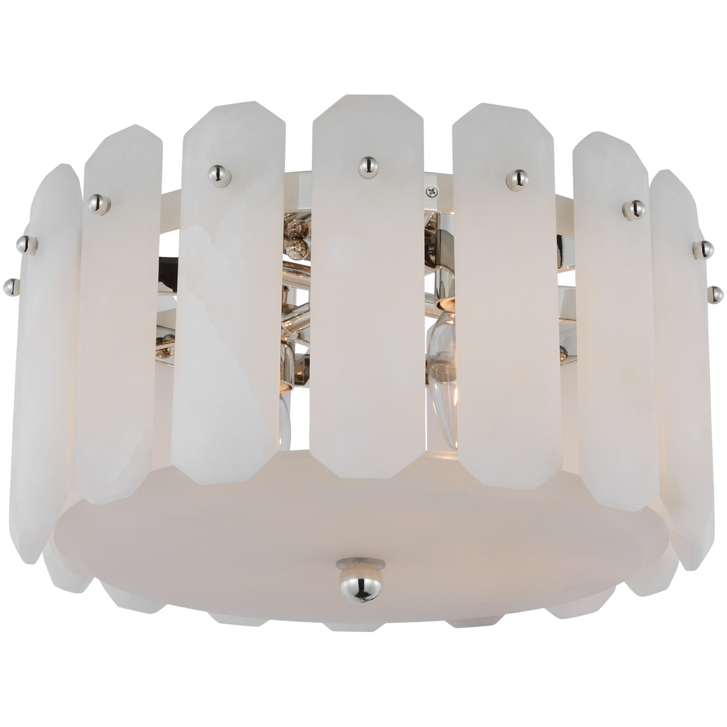 AERIN Bonnington 4 Light 14.25 inch Polished Nickel Flush Mount Ceiling Light in Alabaster, Small