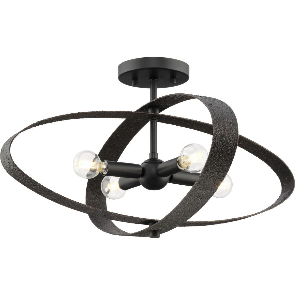 Allegheny 4 Light 24 inch Matte Black Semi-Flush Mount Ceiling Light, Design Series
