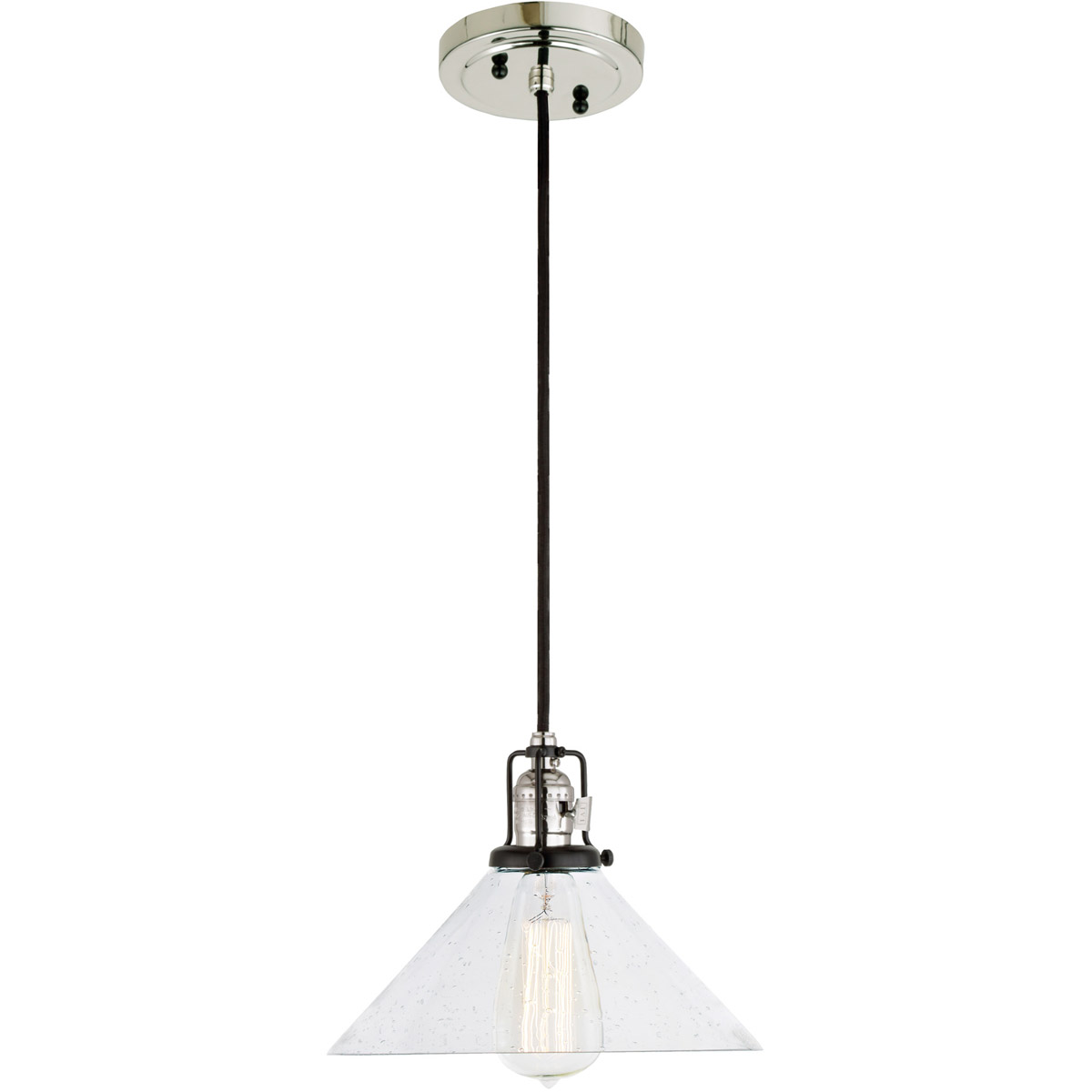 Nob Hill 1 Light 1 inch Polished Nickel and Black Pendant Ceiling Light in Clear Bubble