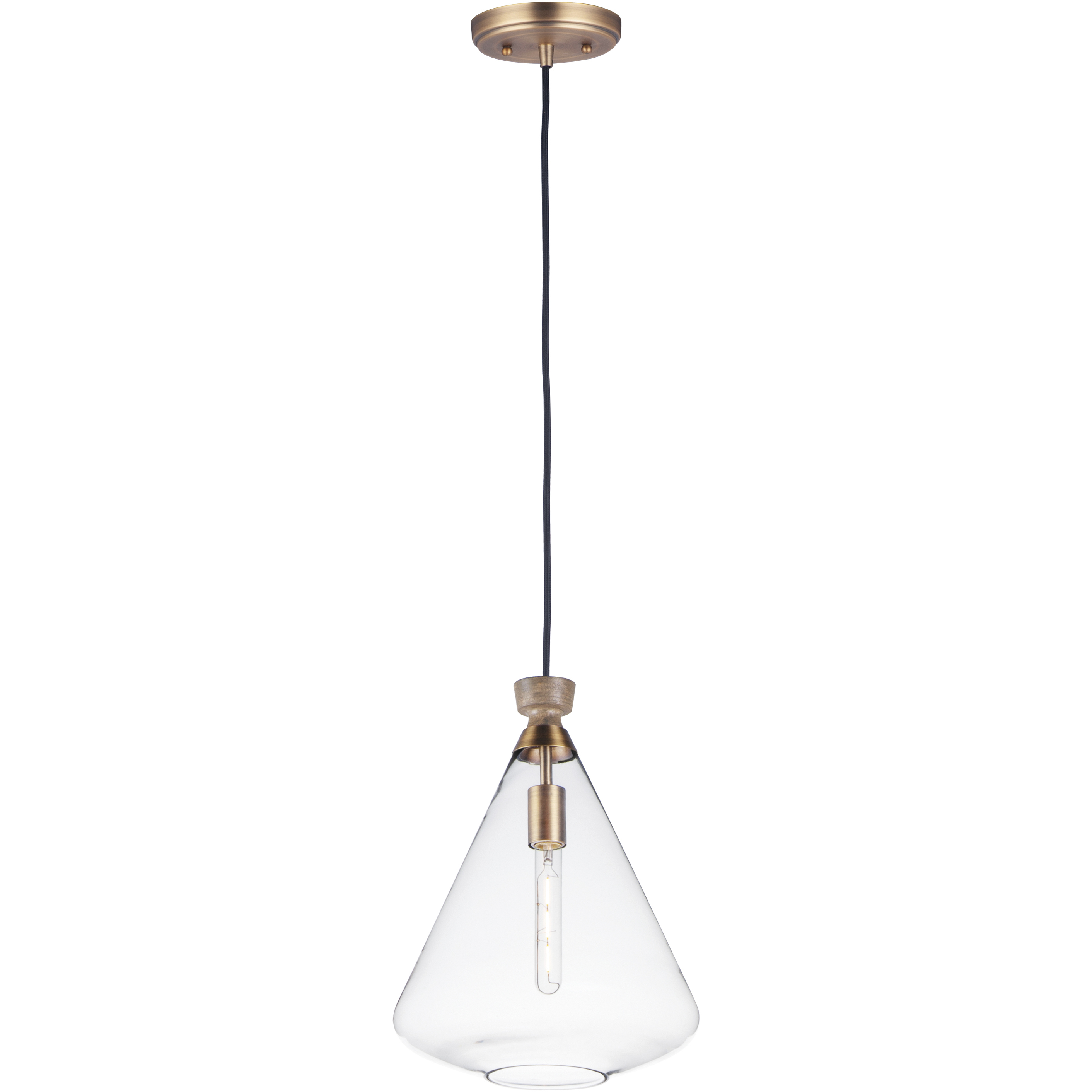 Abbott 1 Light 12.5 inch Weathered Oak and Antique Brass Single Pendant Ceiling Light