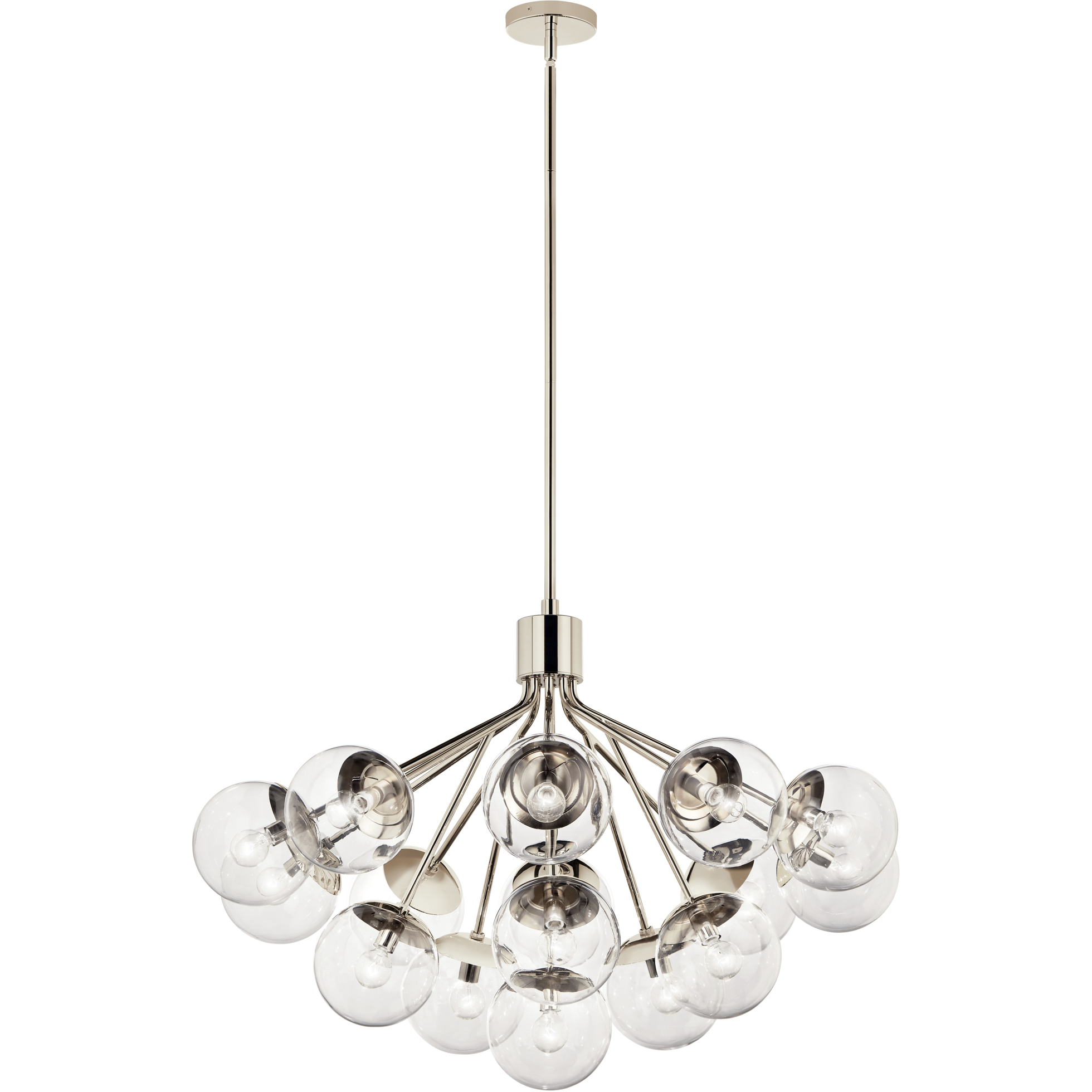 Silvarious 16 Light Polished Nickel Chandelier/Semi Flush Ceiling Light in Clear Crackle