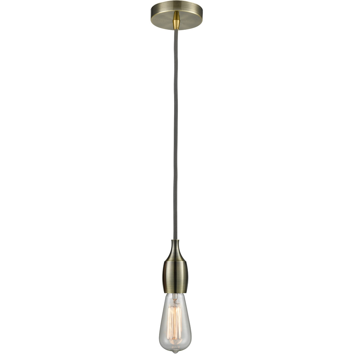 Chelsea Bare Bulb 1 Light 2 inch Antique Brass Mini Pendant Ceiling Light in Gray, Chelsea