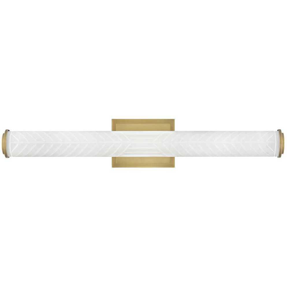 Lisa McDennon Devon LED 25.75 inch Lacquered Brass Bath Light Wall Light in Etched Opal, 40W, 2900K, Linear, Sconce