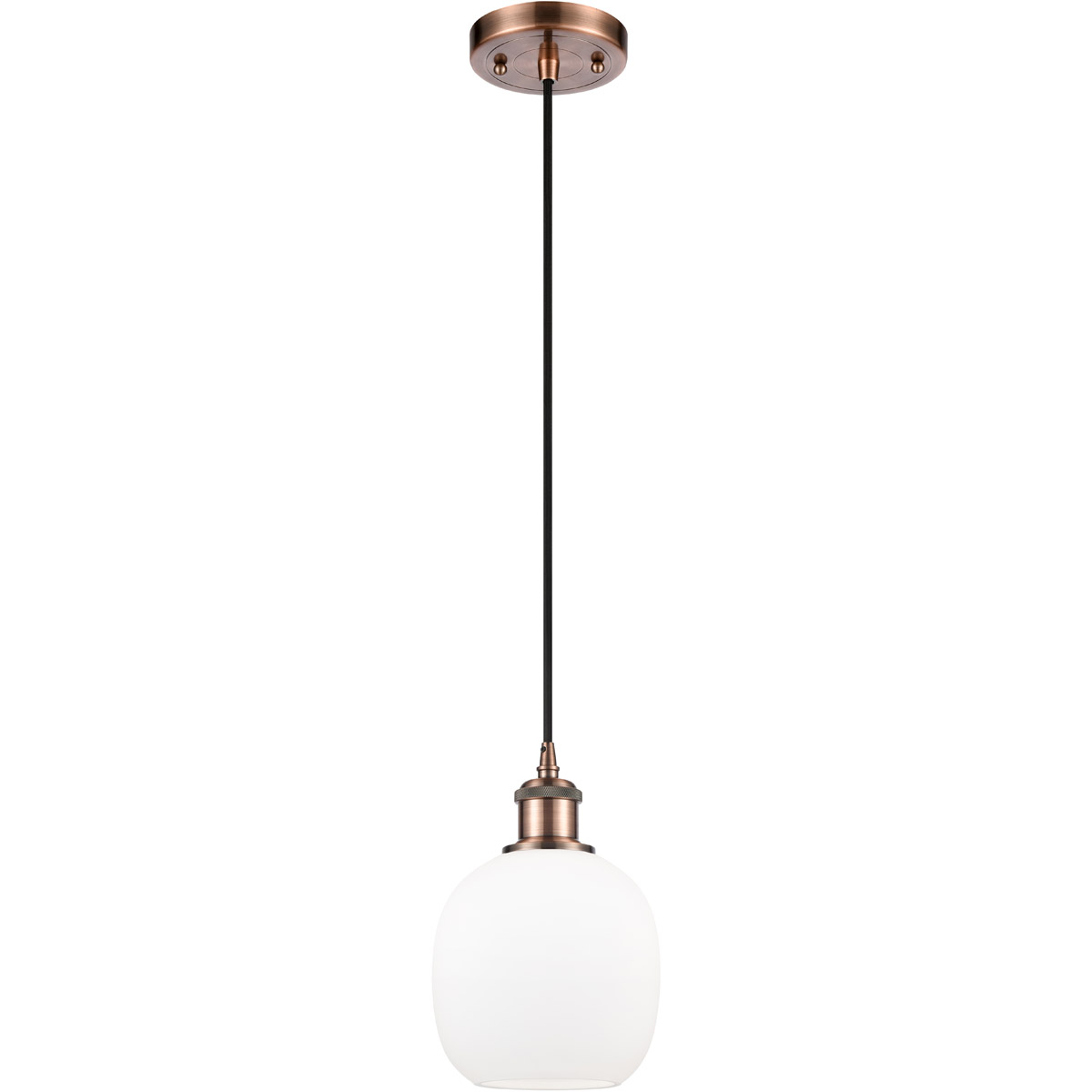Ballston Belfast 1 Light 6 inch Antique Copper Mini Pendant Ceiling Light in Matte White Glass, Ballston