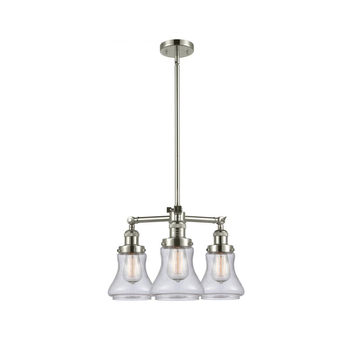 Franklin Restoration Bellmont 3 Light 18 inch Polished Nickel Chandelier Ceiling Light in Seedy Glass, Franklin Restoration