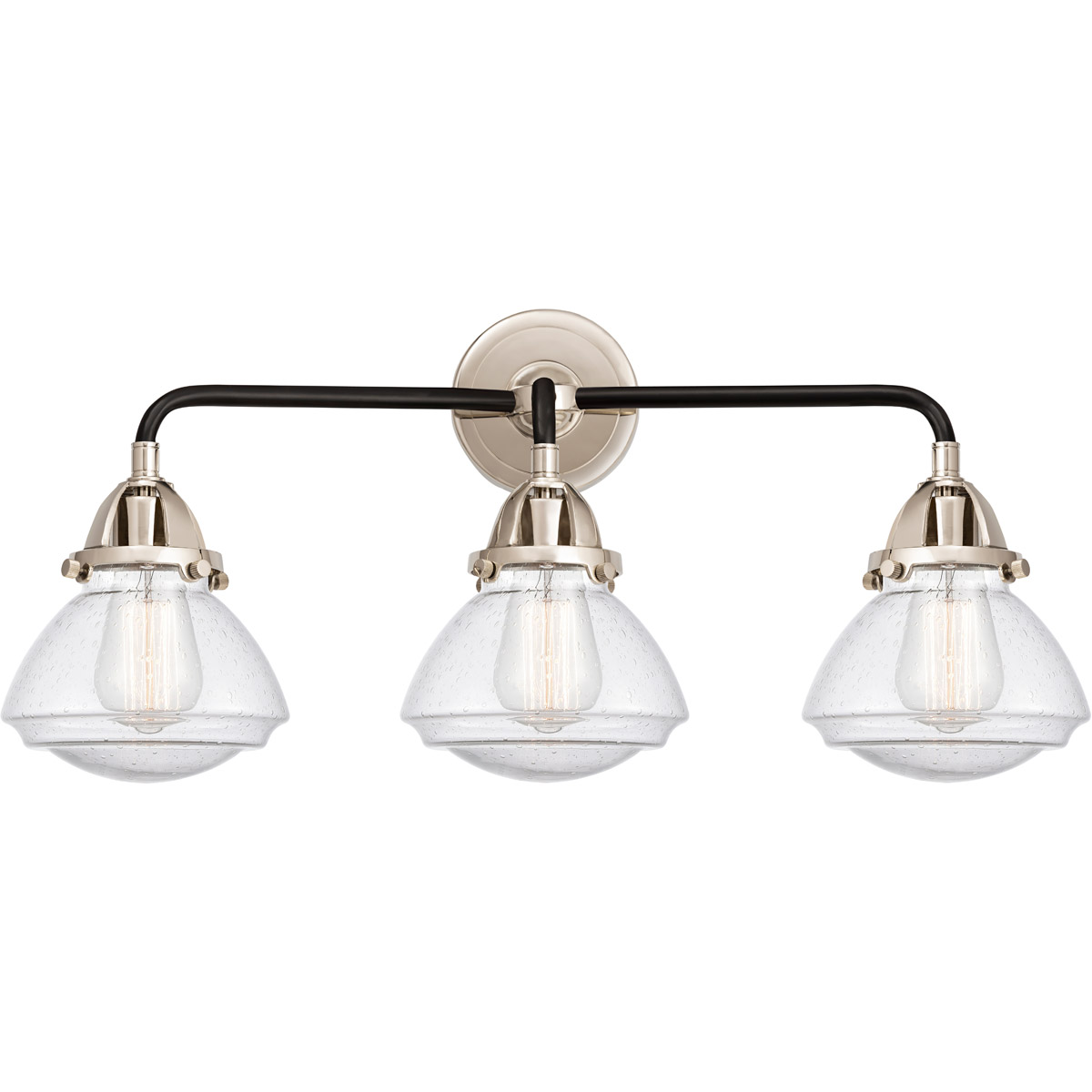 Nouveau 2 Olean LED 25 inch Black Polished Nickel Bath Vanity Light Wall Light in Seedy Glass