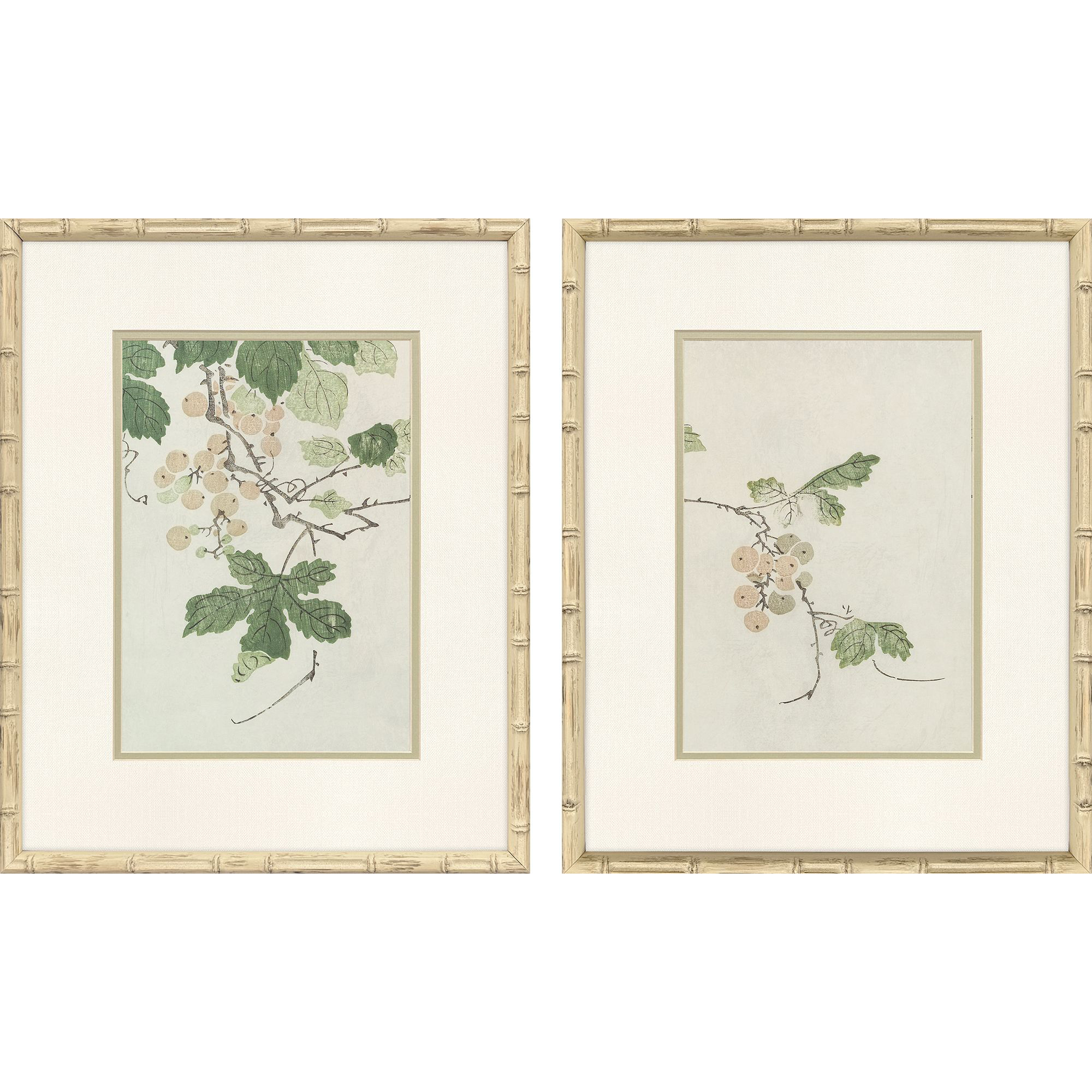 Kosumosu Green and Multi and Rust and Yellow Framed Art