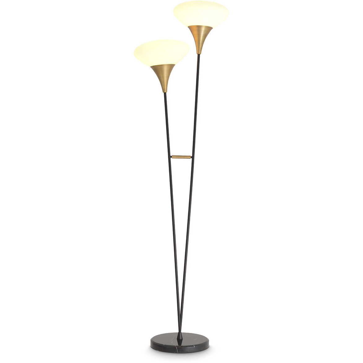Duco 69.29 inch 10 watt Antique Brass and White Glass and Black Marble Base Floor Lamp Portable Light