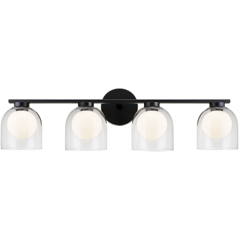 Derbishone 4 Light 28.63 inch Black Wall Sconce Wall Light in Black and Clear