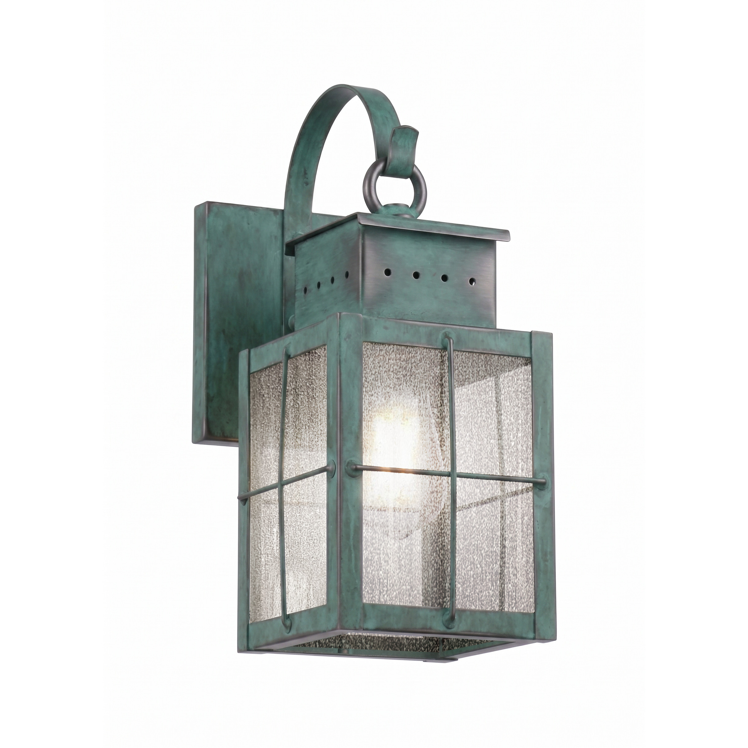 Norfield 1 Light 12.25 inch Verde Green Outdoor Sconce in Seedy Glass, Brass Traditions by Innovations Lighting