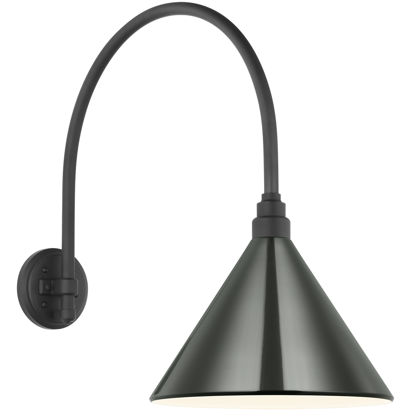 Thomas O'Brien Academy Barn Light LED 22.25 inch Matte Black Arched Mack Barn Light in 12.5" Green Conical Savannah Shade