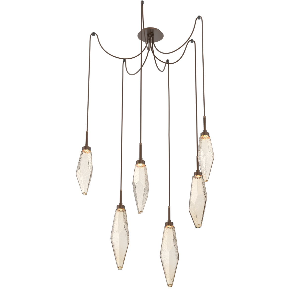 Rock Crystal LED 13.5 inch Burnished Bronze Swag Multi-Pendant Ceiling Light in Chilled Amber, 2700K LED