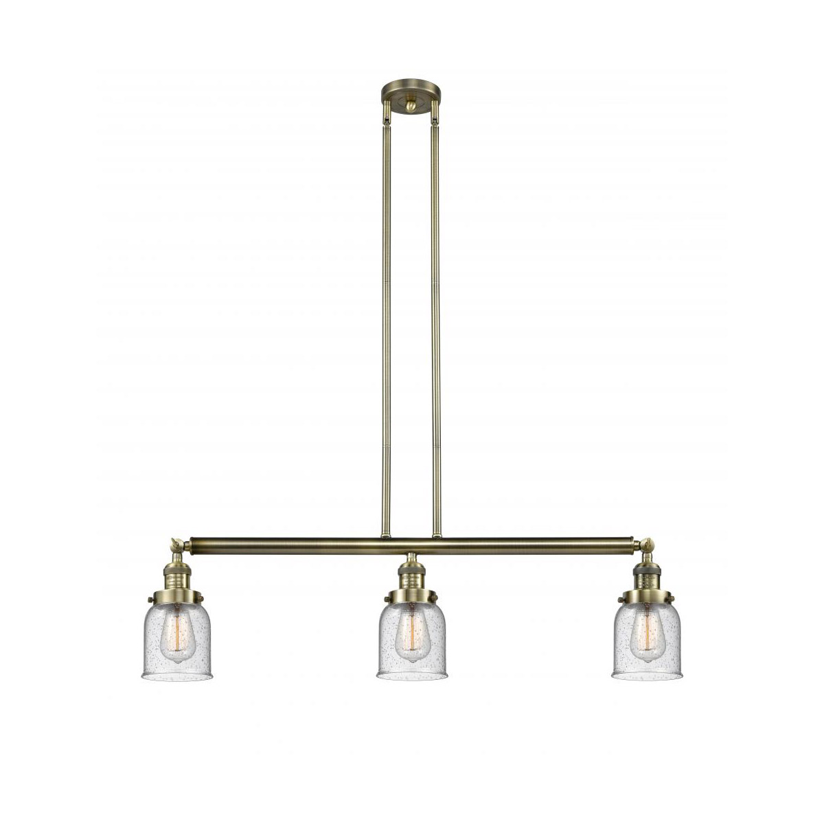 Franklin Restoration Small Bell LED 37.5 inch Antique Brass Island Light Ceiling Light in Seedy Glass, Franklin Restoration