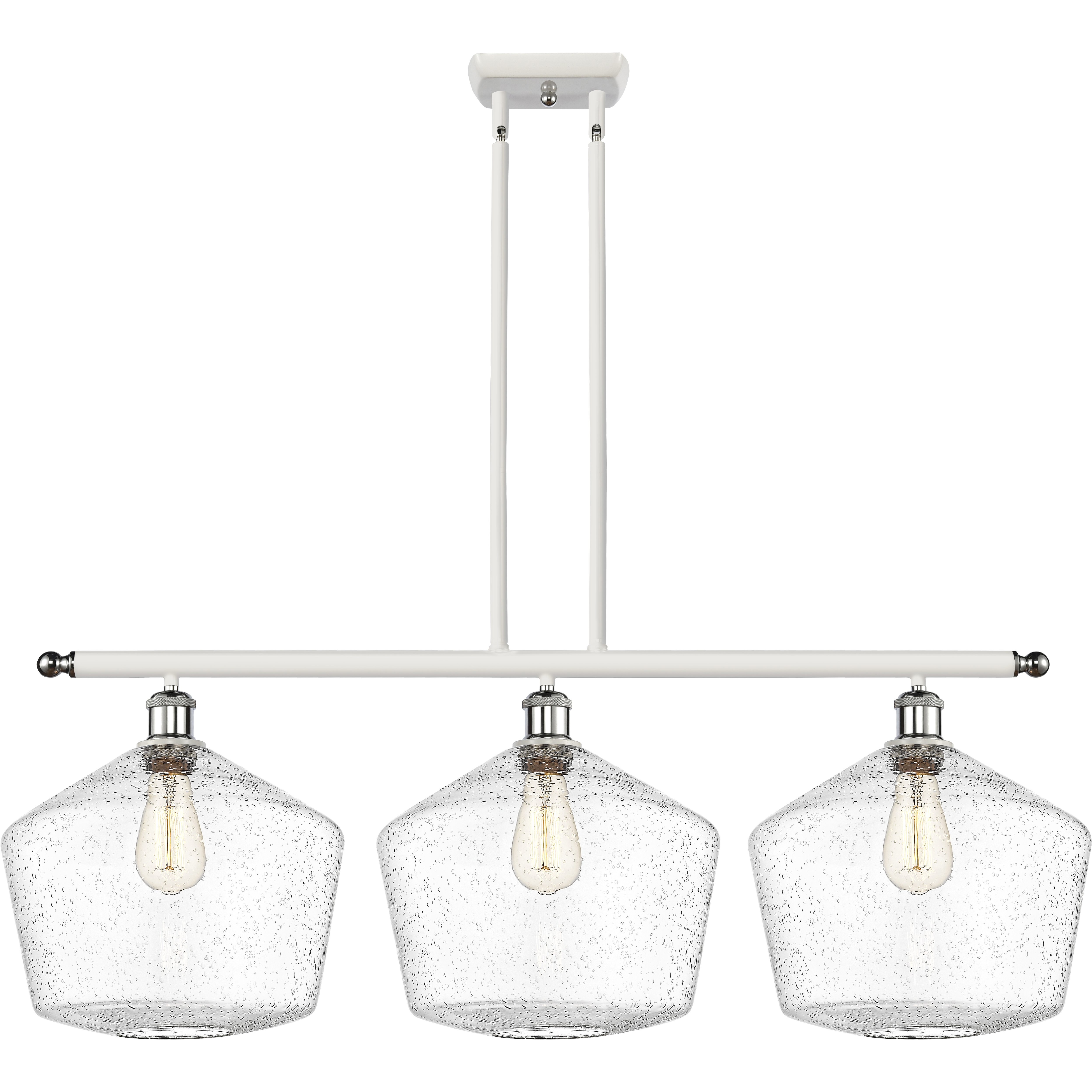 Ballston Cindyrella 3 Light 39 inch White and Polished Chrome Island Light Ceiling Light in Incandescent, Seedy Glass