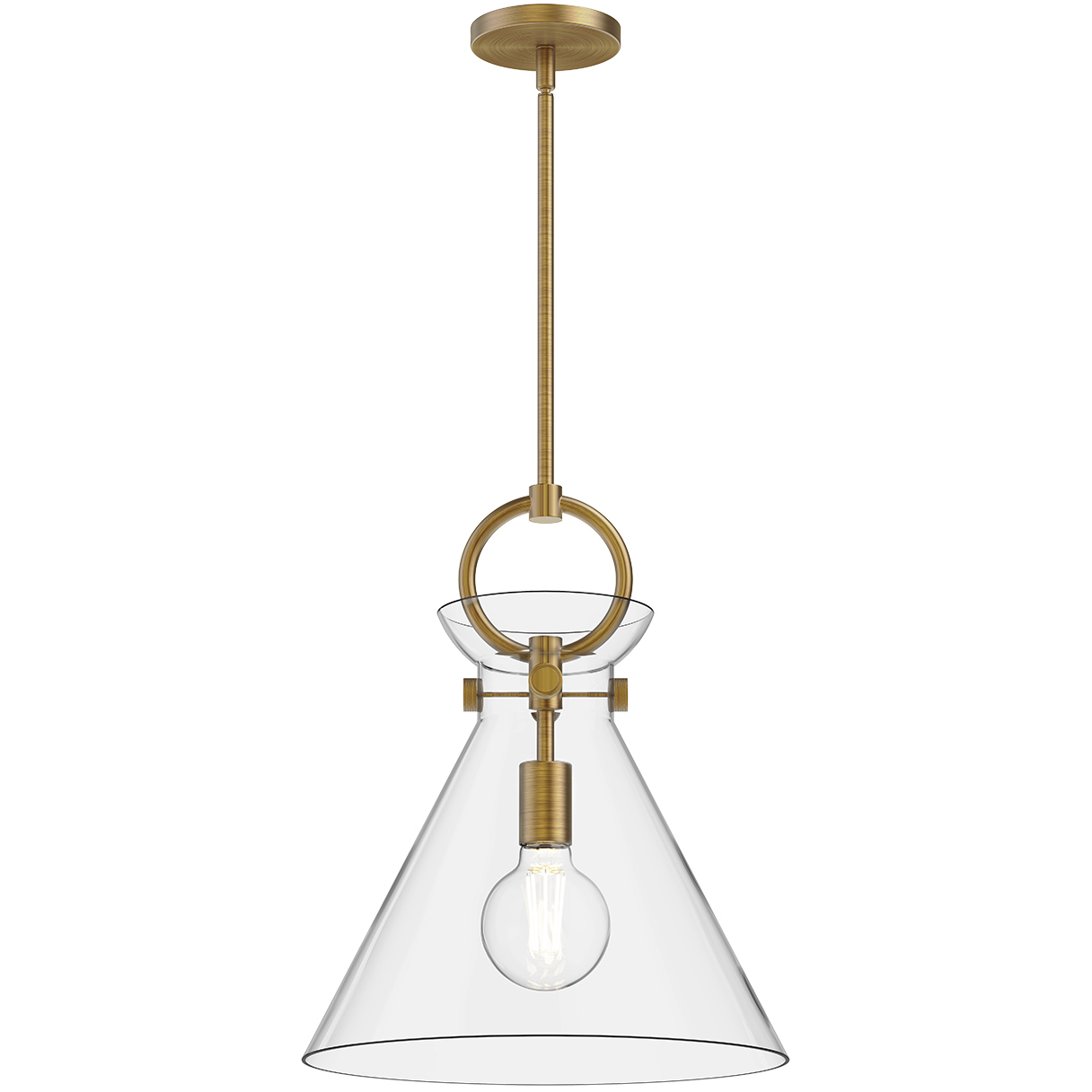 Alora Mood Emerson 1 Light 14 inch Aged Gold Pendant Ceiling Light in Clear Glass