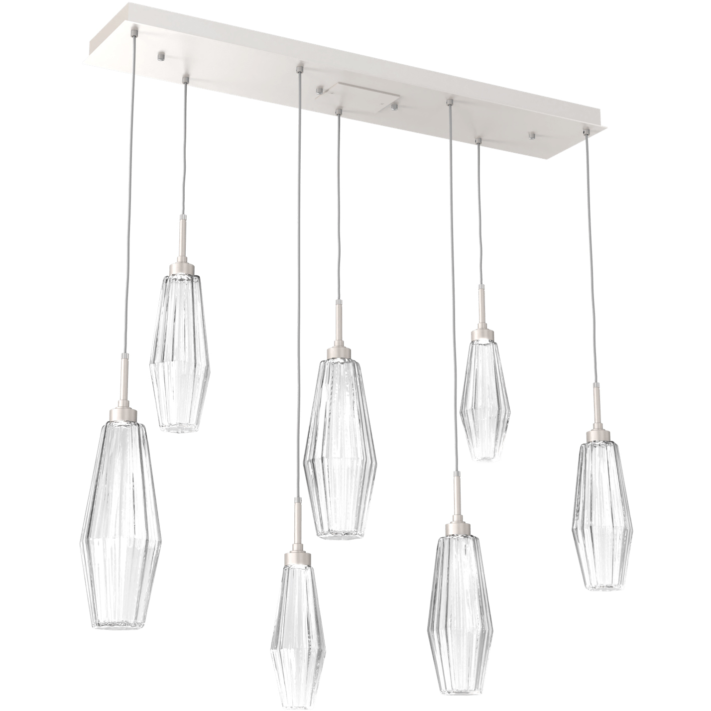 Aalto LED 45.3 inch Beige Silver Linear Pendant Ceiling Light in 3000K LED, Metallic Beige Silver, Optic Rib Clear, Multi-Port