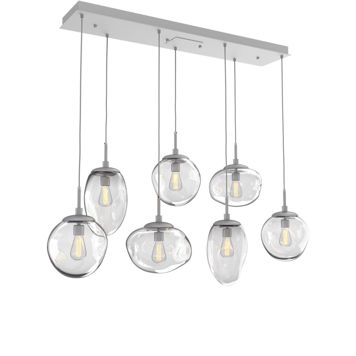 Cosmos Incandescent 7 Light 50.3 inch Classic Silver Linear Pendant Ceiling Light in Clear Cosmos, Multi-Port