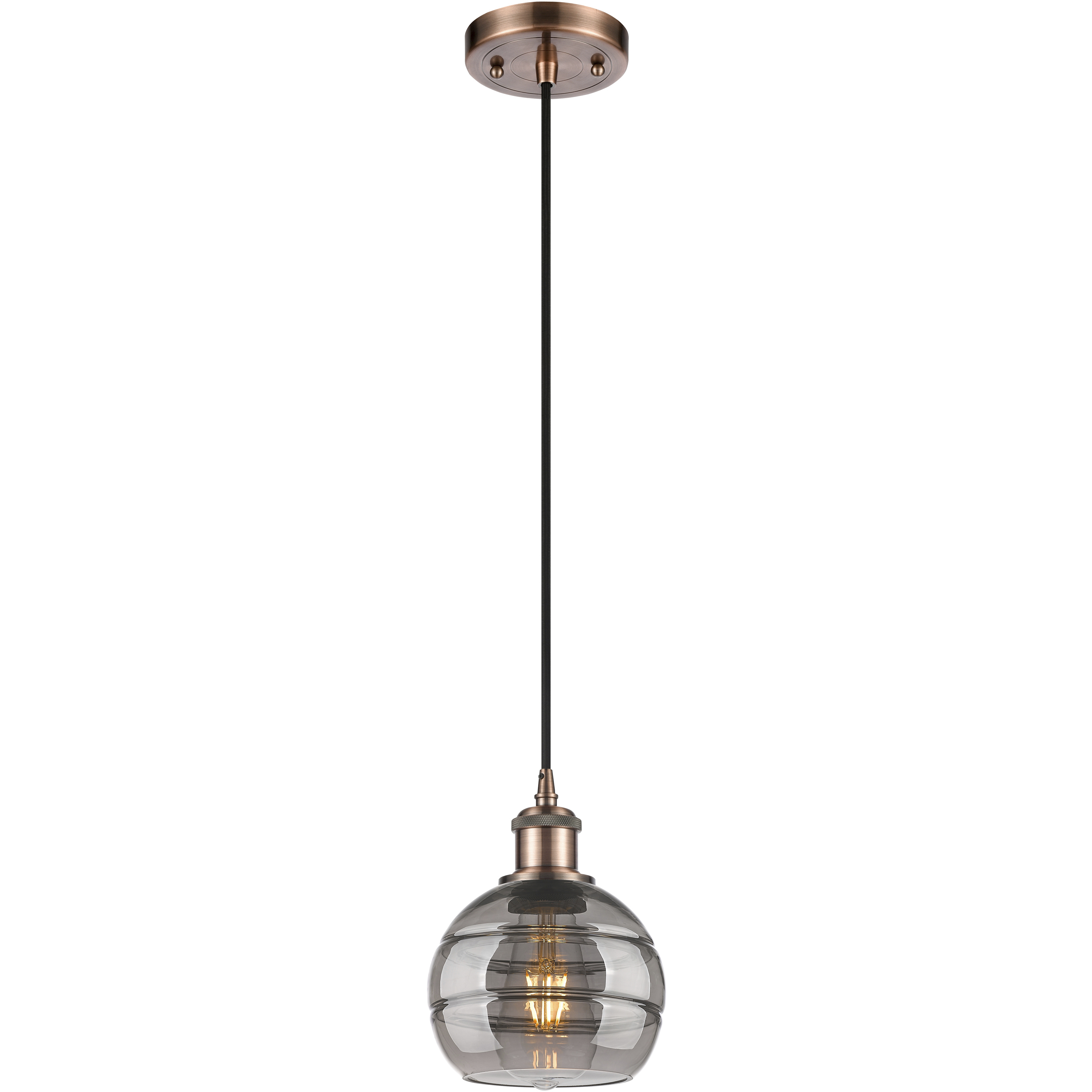 Ballston Rochester 1 Light 5.88 inch Antique Copper Cord Hung Mini Pendant Ceiling Light