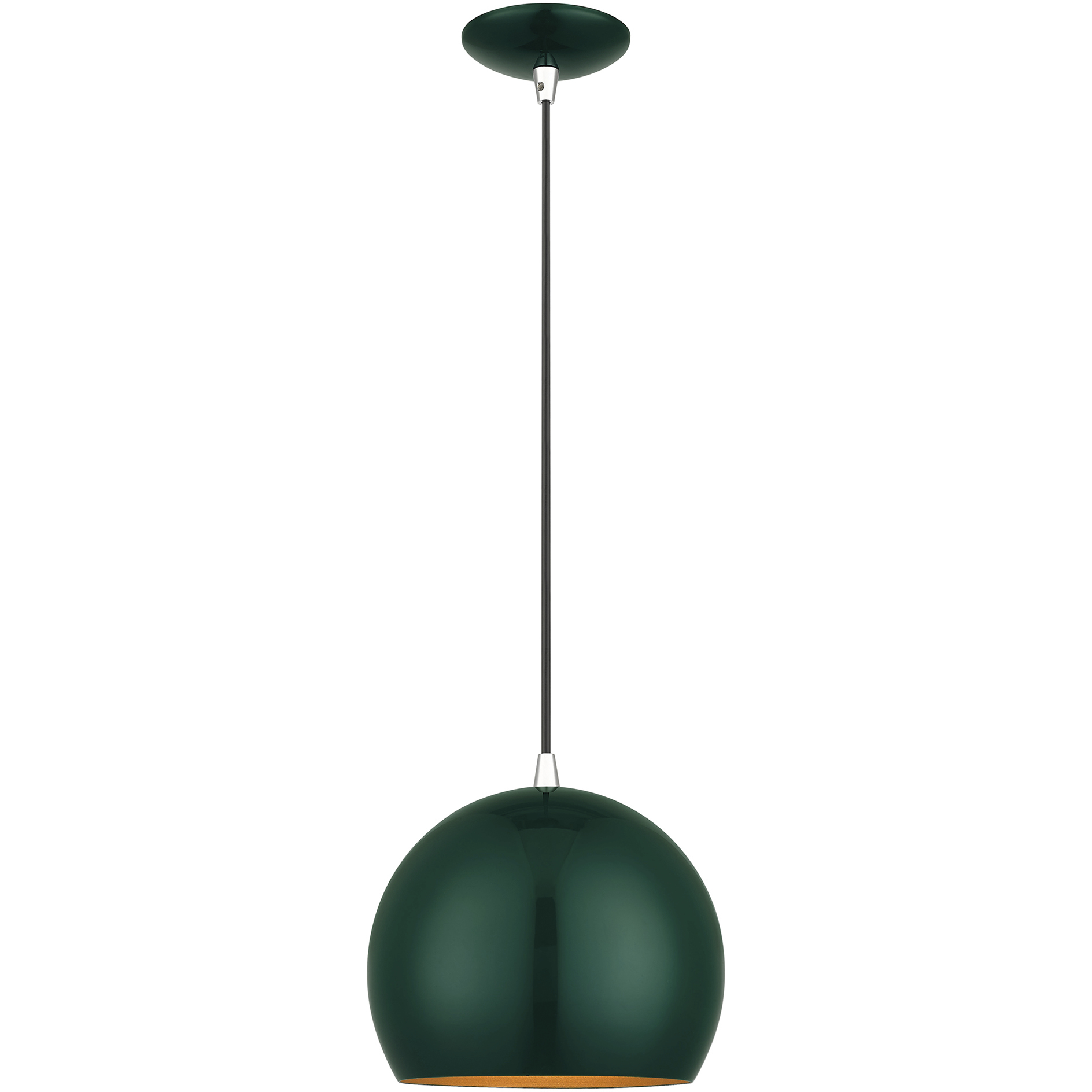 Piedmont 1 Light 10 inch Shiny Hunter Green with Polished Chrome Accents Pendant Ceiling Light