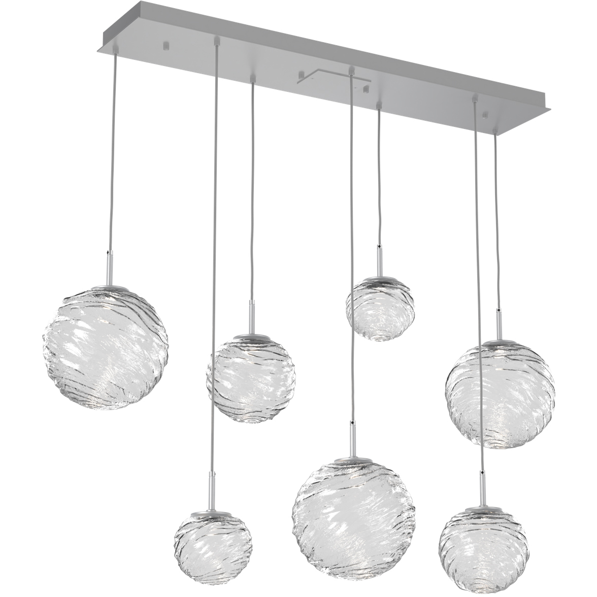 Gaia LED 48 inch Classic Silver Linear Multi-Pendant Ceiling Light in 3000K LED, Clear