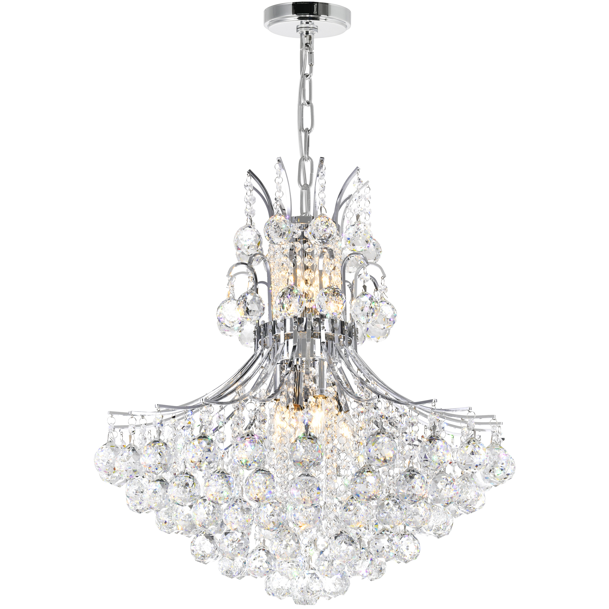 Princess 10 Light 24 inch Chrome Down Chandelier Ceiling Light