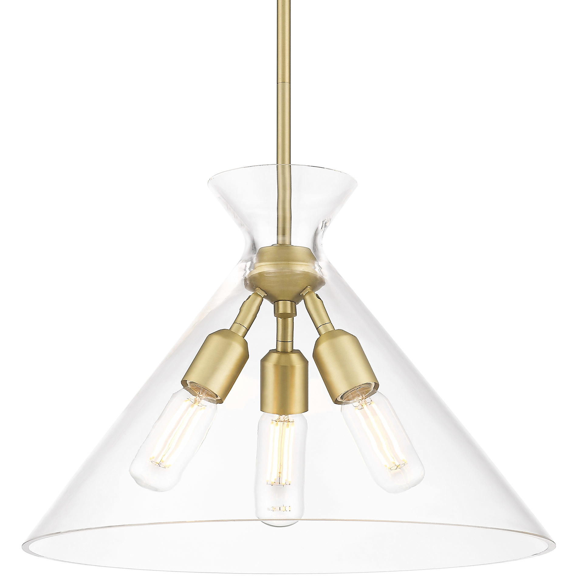 Malta 3 Light 18 inch Brushed Champagne Brass Pendant Ceiling Light
