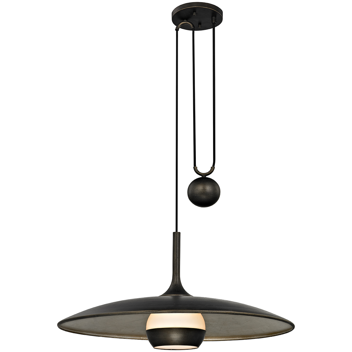 Alchemy LED 30 inch Vintage Bronze Pendant Ceiling Light, Opal White Glass