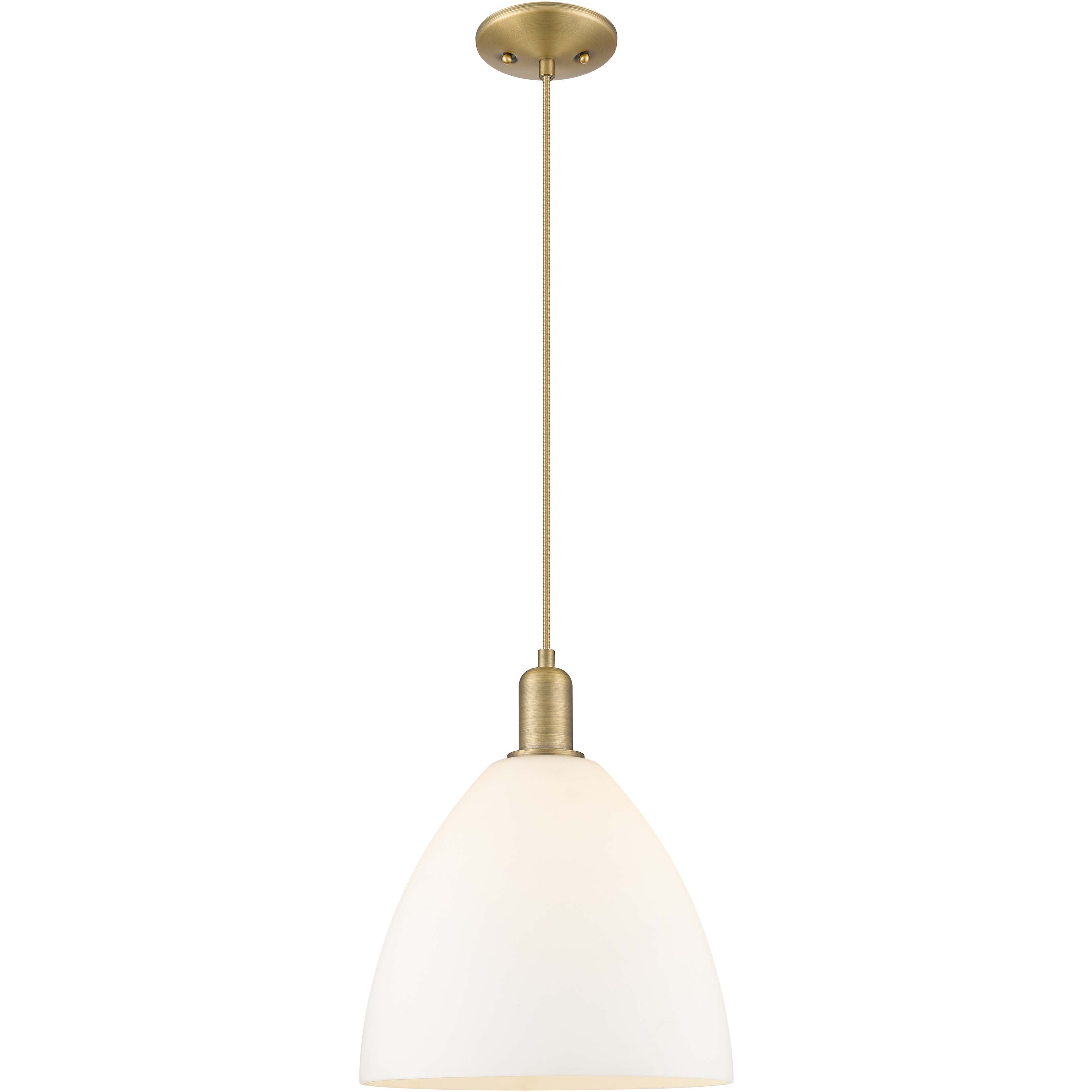 Arcadia Bristol 1 Light 12 inch Brushed Brass Mini Pendant Ceiling Light in Matte White