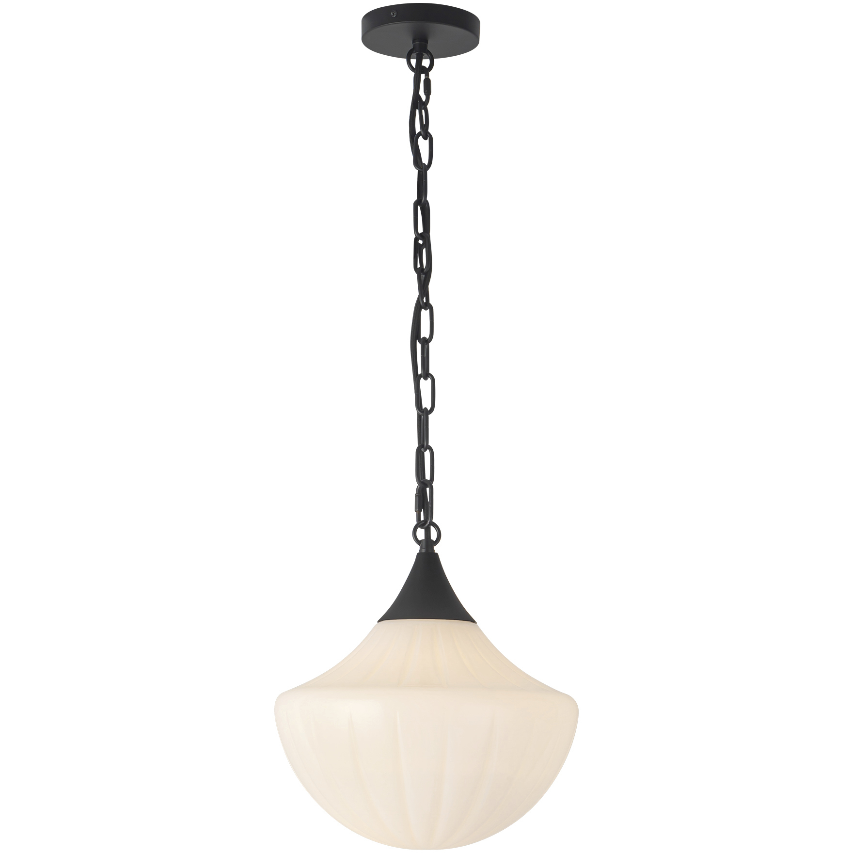 Alora Mood Farrah 1 Light 11.88 inch Matte Black Pendant Ceiling Light in Glossy Ribbed Opal Glass