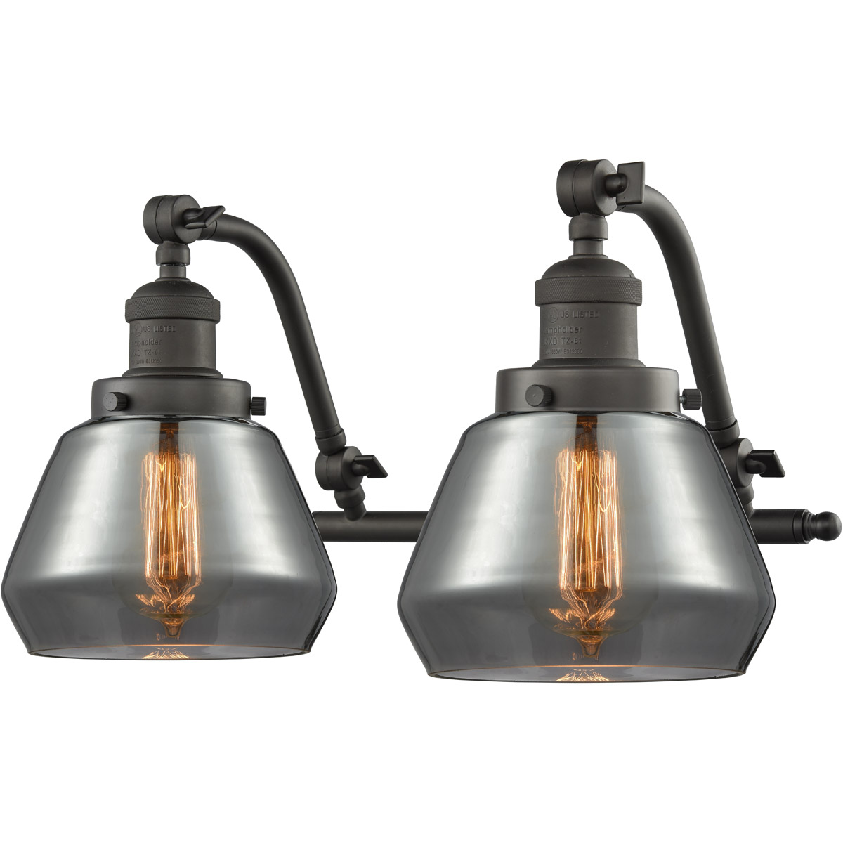 Franklin Restoration Fulton 2 Light 18 inch Oil Rubbed Bronze Bath Vanity Light Wall Light in Plated Smoke Glass, Franklin Restoration