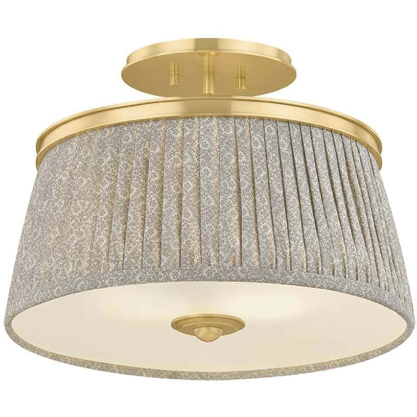 Valeria 2 Light 16.25 inch Aged Brass Semi Flush Ceiling Light