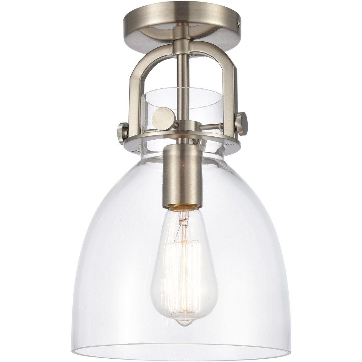 Restoration Newton 1 Light 8 inch Brushed Satin Nickel Flush Mount Ceiling Light, Restoration