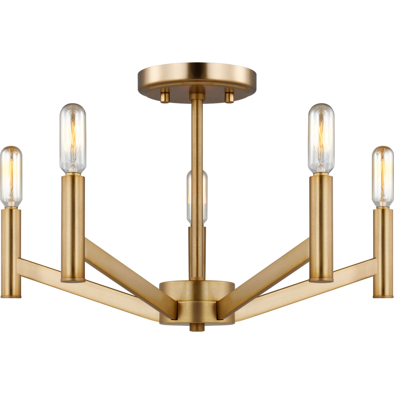 Vector 5 Light 18 inch Satin Brass Semi-Flush Mount Ceiling Light