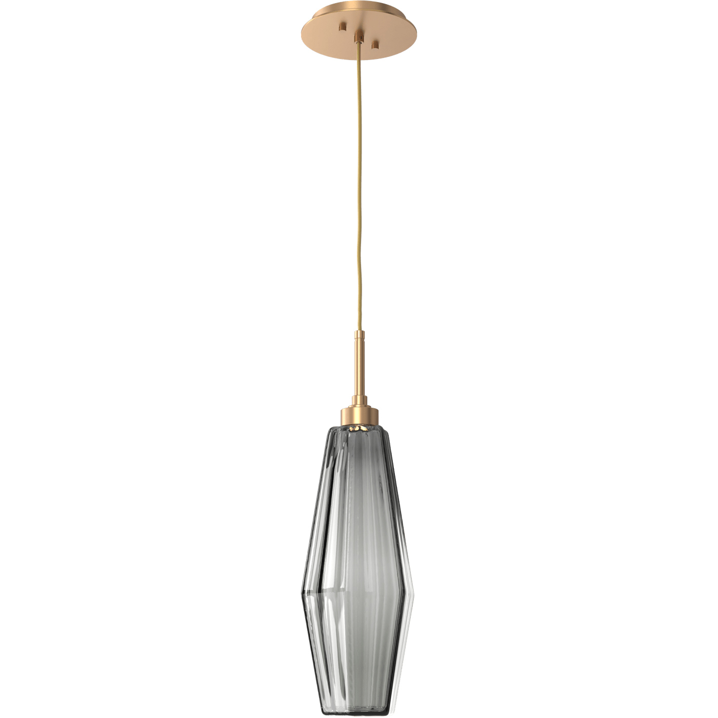 Aalto LED 5.1 inch Novel Brass Pendant Ceiling Light in Optic Rib Smoke, 2700K LED