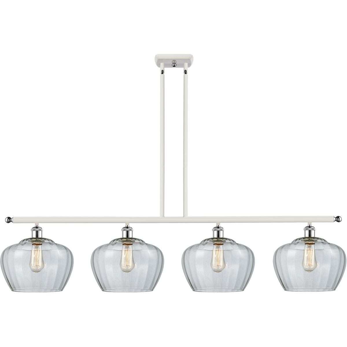 Ballston Large Fenton 4 Light 48 inch White and Polished Chrome Island Light Ceiling Light in Clear Glass, Ballston