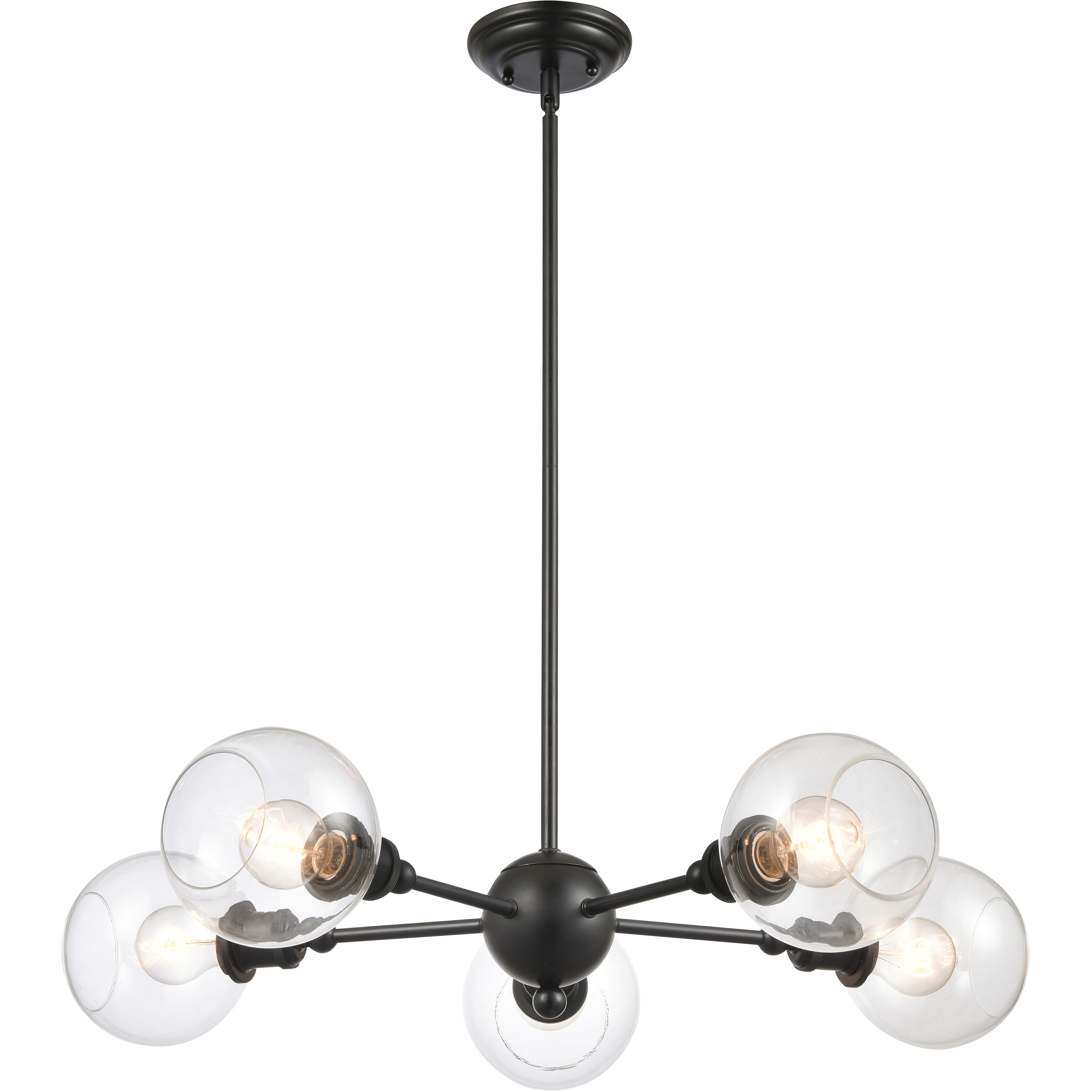 Ballston Concord 5 Light 30 inch Matte Black Chandelier Ceiling Light in Clear Glass