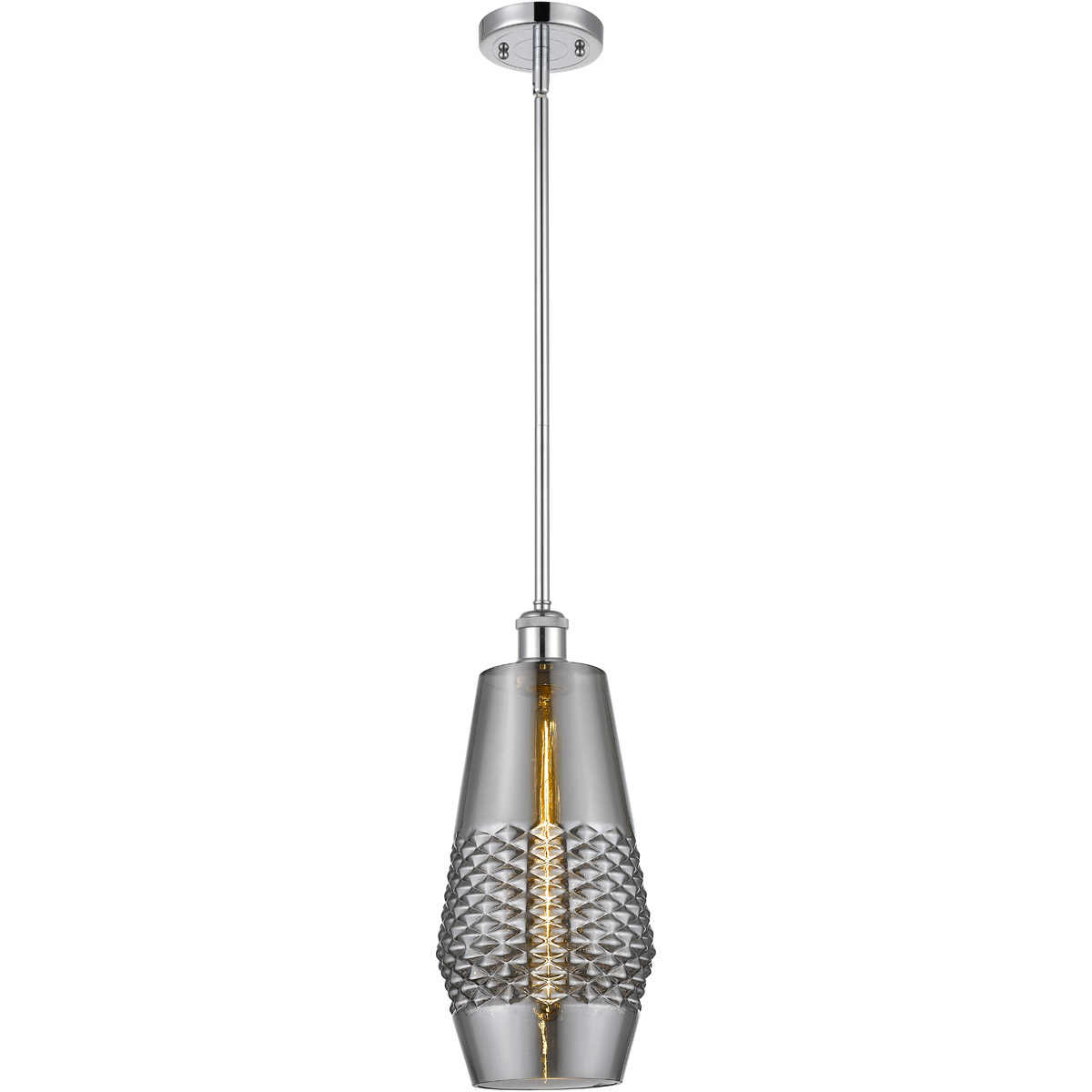 Ballston Windham LED 7 inch Polished Chrome Mini Pendant Ceiling Light in Plated Smoke Glass