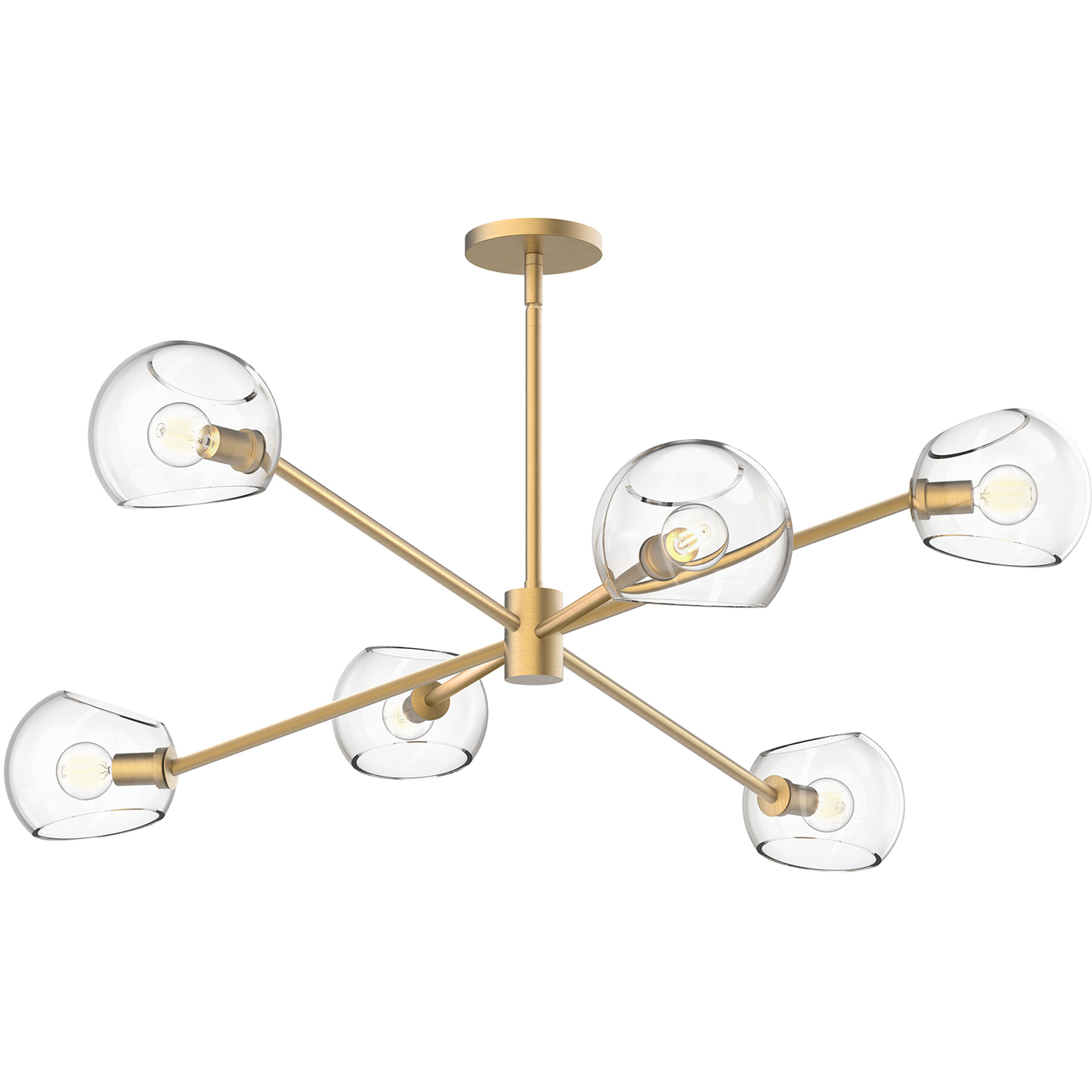 Alora Mood Willow 6 Light 37 inch Brushed Gold Chandelier Ceiling Light in Clear Glass