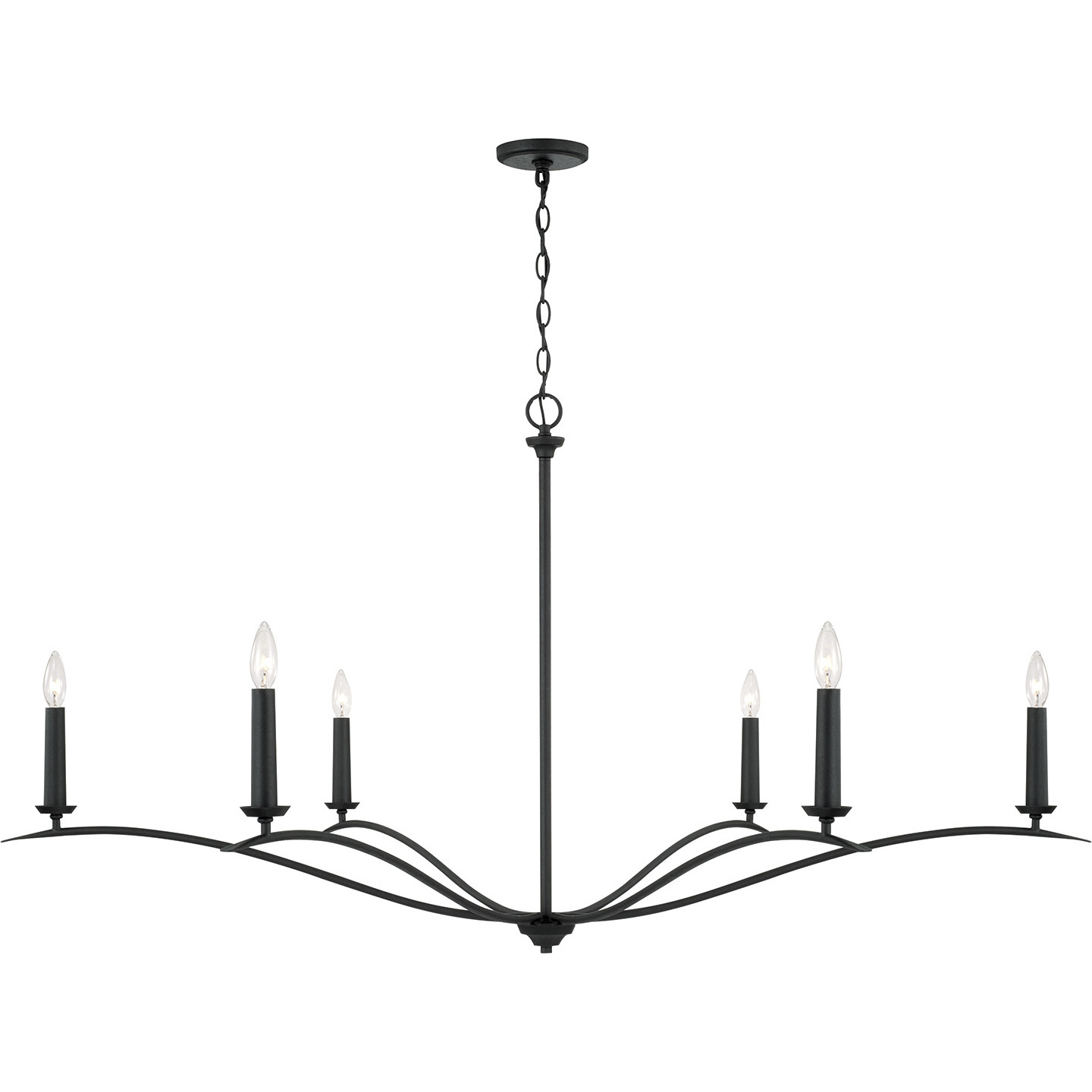 Grady 6 Light 57 inch Black Iron Chandelier Ceiling Light