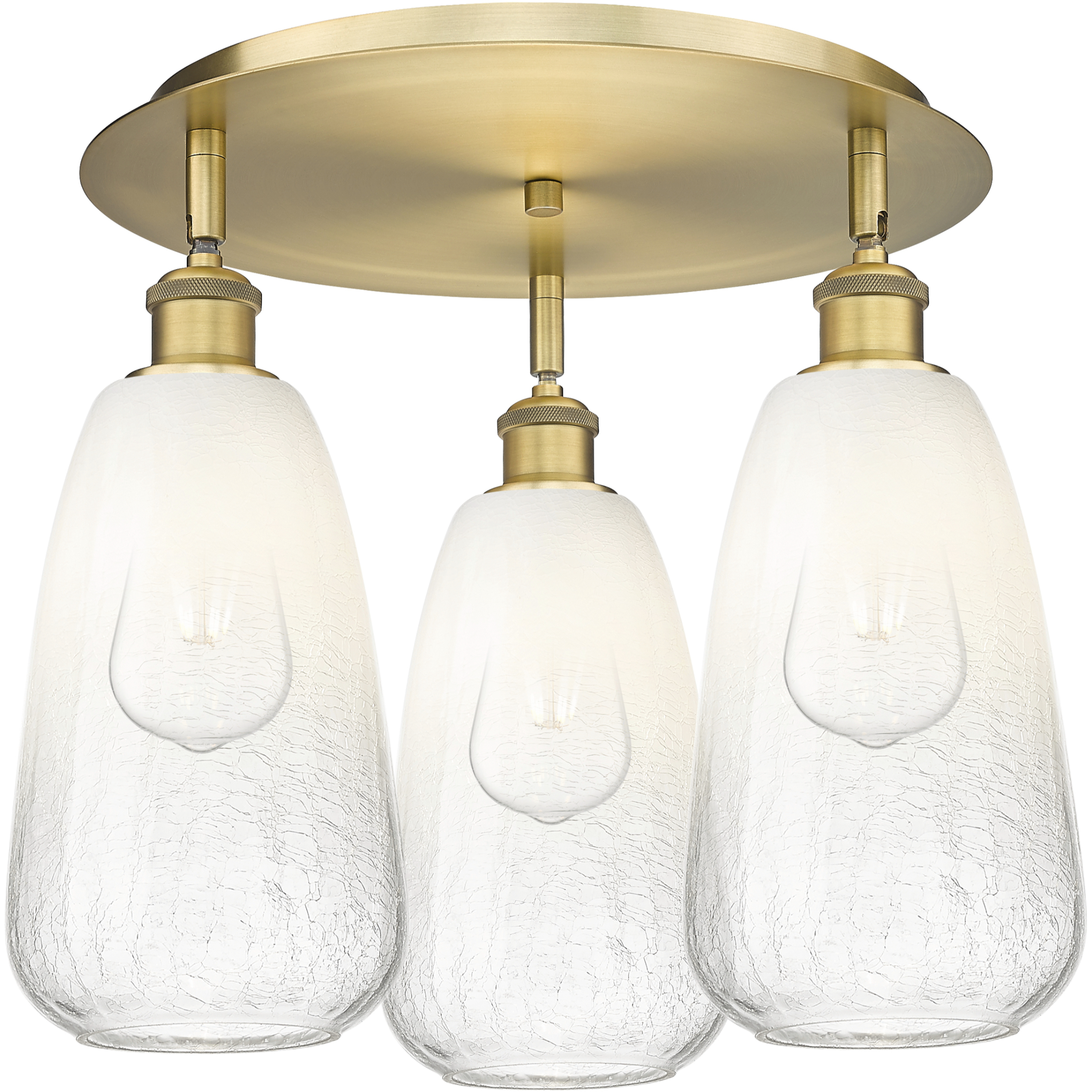 Ballston Brookhaven Almond 3 Light 18 inch Brushed Brass Flush Mount Ceiling Light in Opal Glass