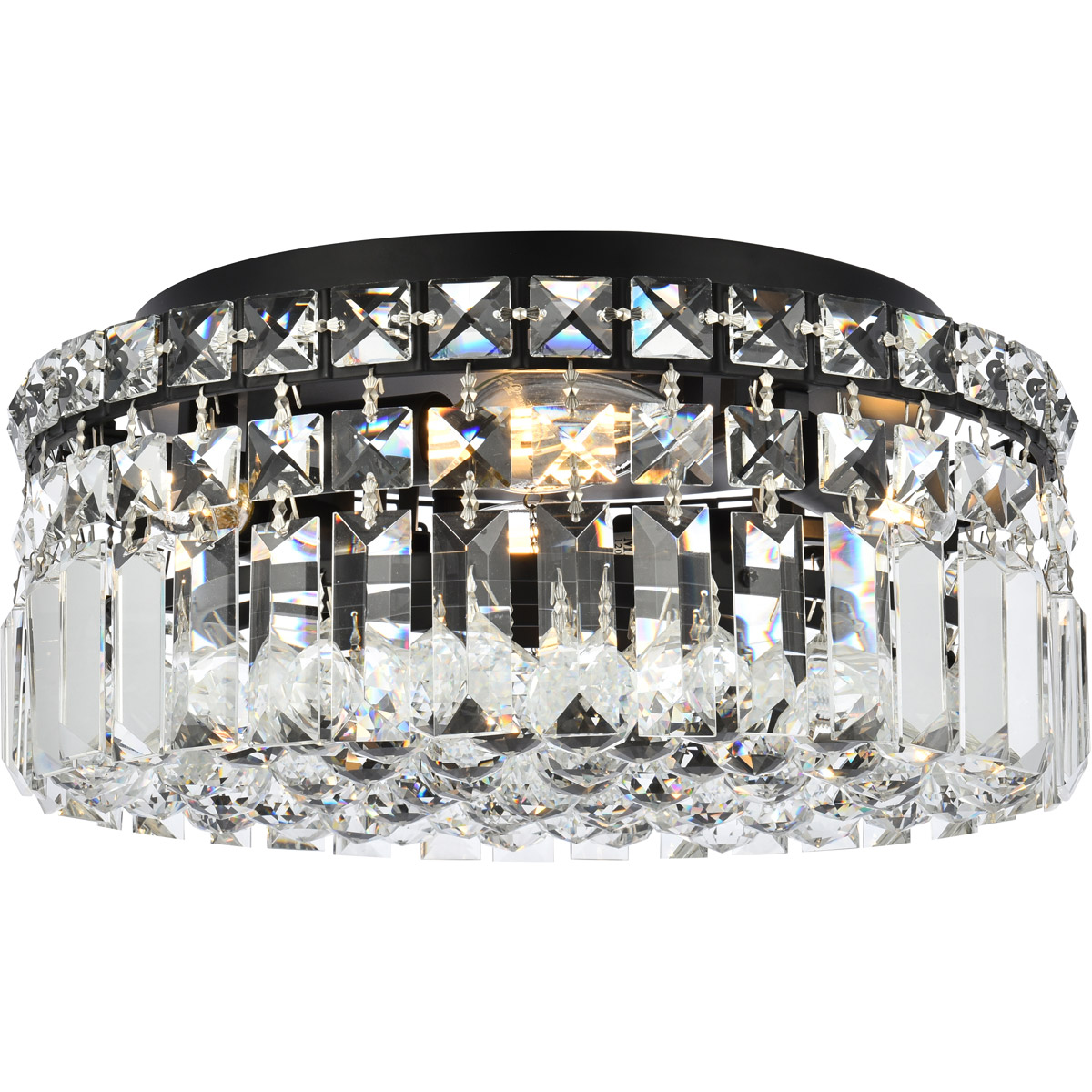 Maxime 4 Light 12 inch Black and Clear Flush Mount Ceiling Light in Royal Cut