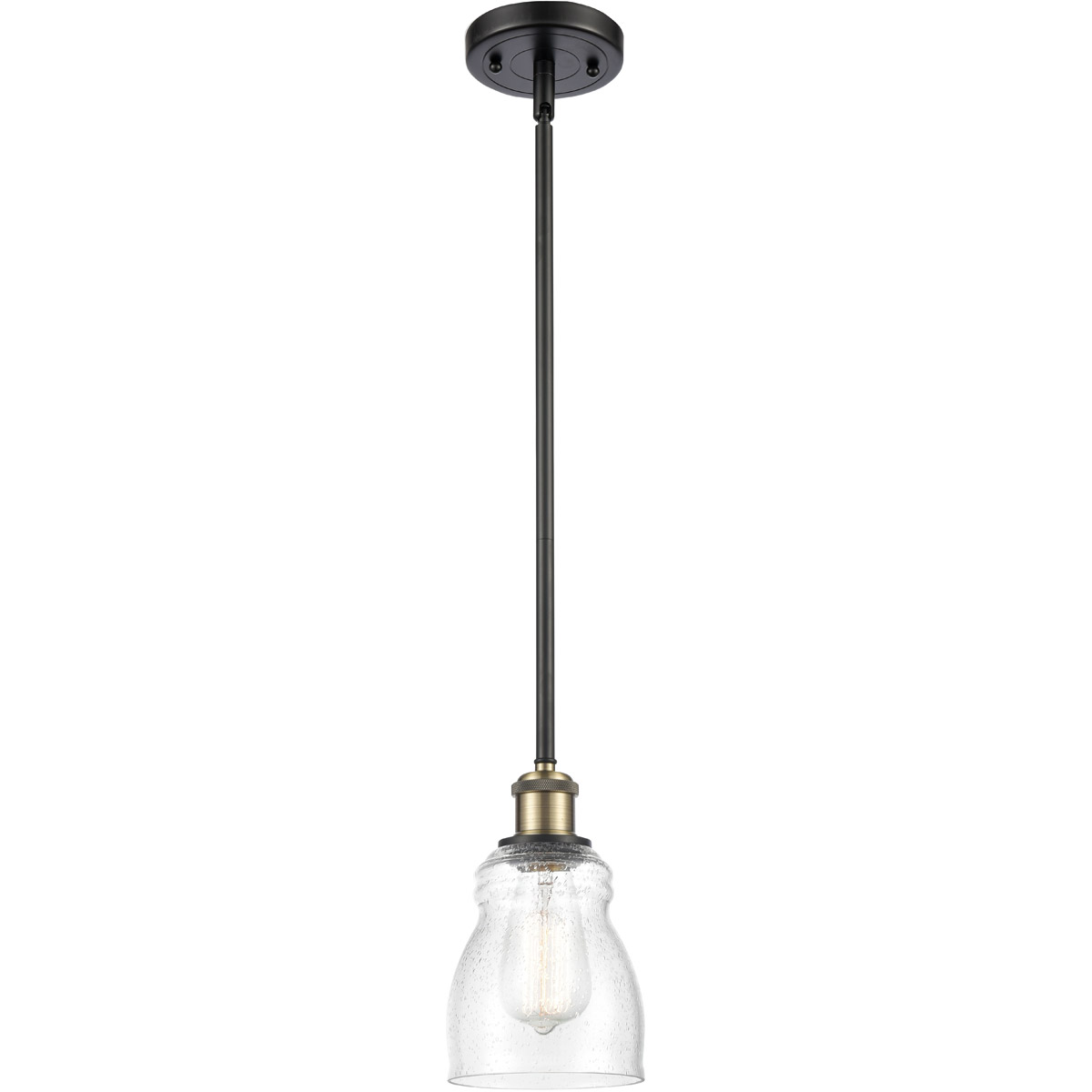 Ballston Ellery LED 5 inch Black Antique Brass Pendant Ceiling Light in Seedy Glass, Ballston