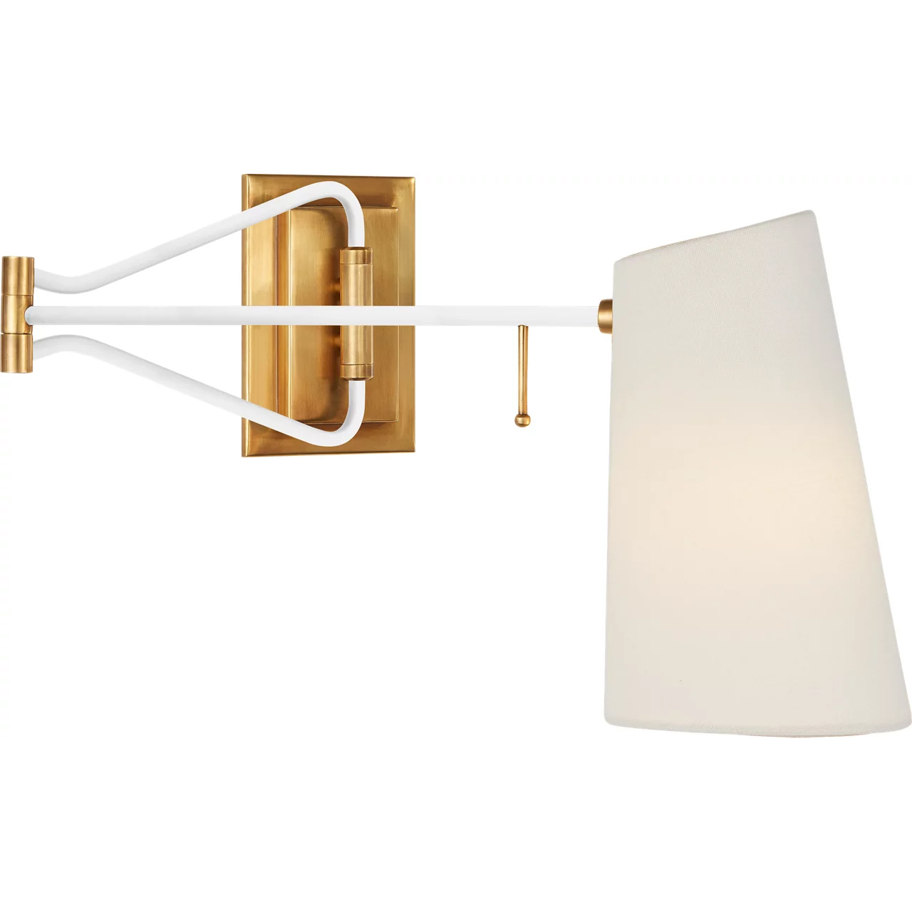 AERIN Keil 29 inch 40 watt Hand-Rubbed Antique Brass and White Swing Arm Wall Light