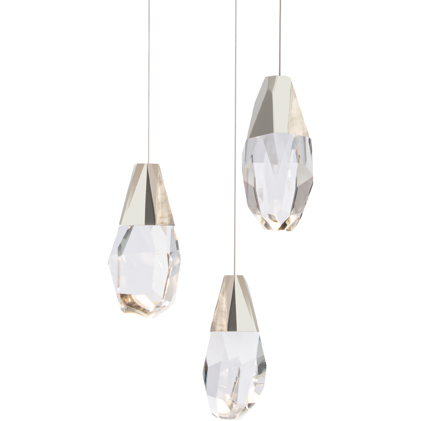 Beyond Martini LED 12 inch Polished Nickel Multi-Light Pendant Ceiling Light in Optic, Beyond