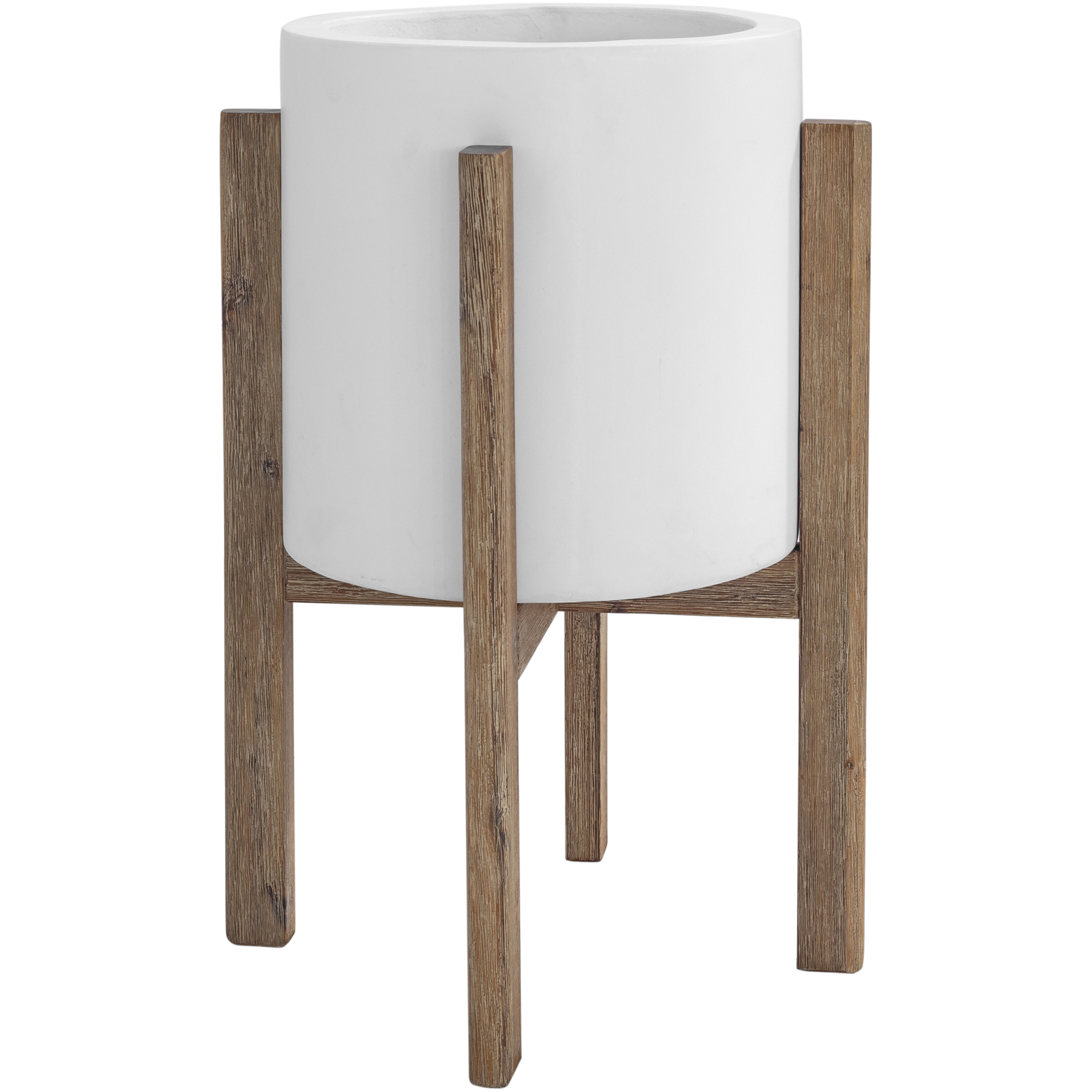 Everest White Planter, Round Small