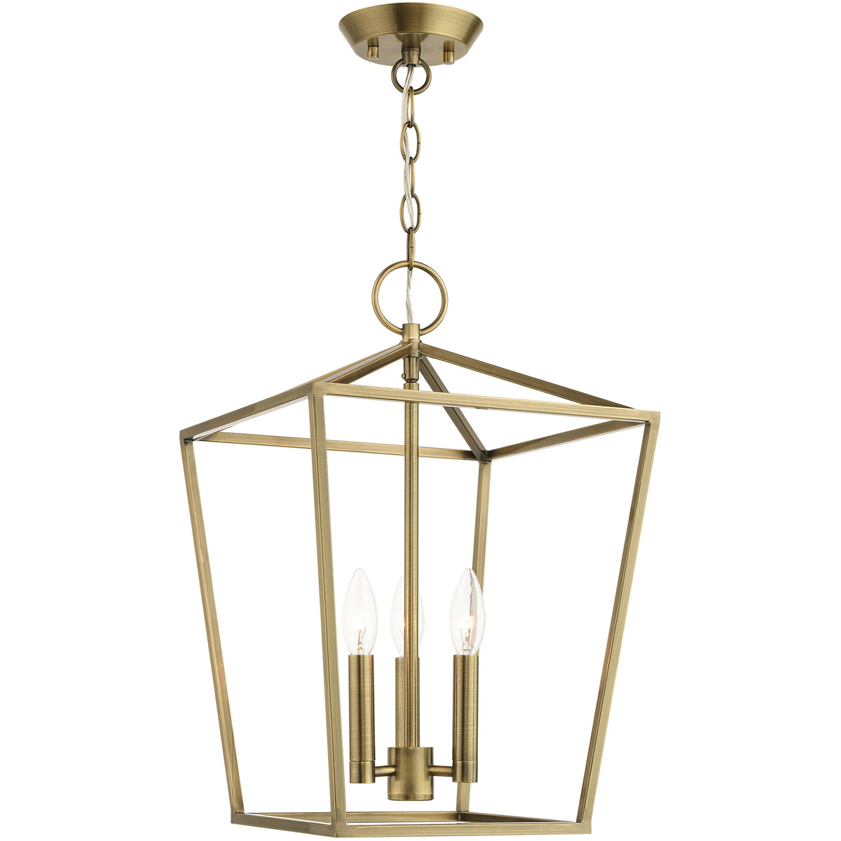 Devone 3 Light 12.5 inch Antique Brass Convertible Semi Flush/Lantern Ceiling Light